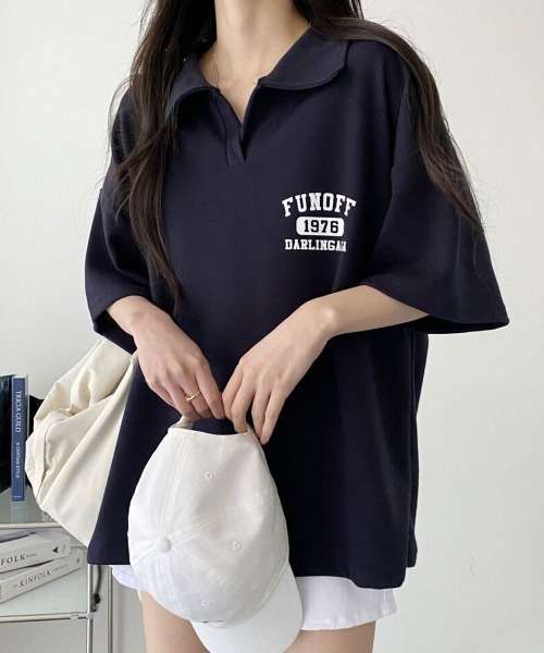 VIVID LADY(ビビッドレディー)の「襟付き半袖Tシャツブロークコア レディース(Tシャツ/カットソー・レディース・ホワイト系その他/ネイビー/ブラック・FREE)」の20枚目の写真