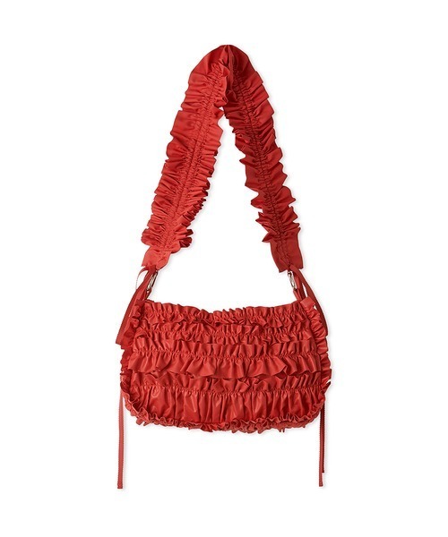 LILY BROWN（リリーブラウン）の「バリエーションギャザーフリルバッグ（ショルダーバッグ・レディース・レッド/ホワイト/グレイッシュベージュ/ブラック・FREE）」の4枚目の写真