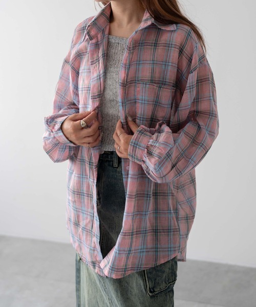 dispark（ディスパーク）の「DISPARK/ハーモンチェックオーバーシャツ（シャツ/ブラウス・レディース・ホワイト/ピンク・FREE）」の9枚目の写真