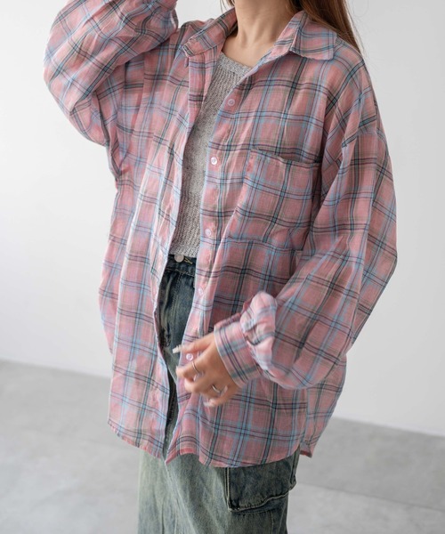 dispark（ディスパーク）の「DISPARK/ハーモンチェックオーバーシャツ（シャツ/ブラウス・レディース・ホワイト/ピンク・FREE）」の10枚目の写真