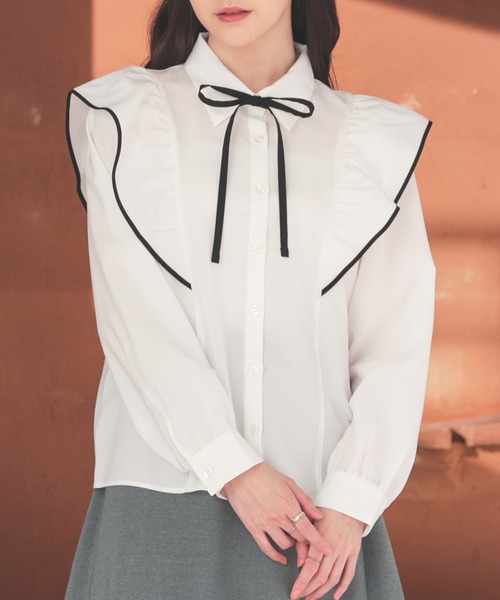 リボン付フリルブラウス（シャツ/ブラウス）｜Honeys（ハニーズ）の