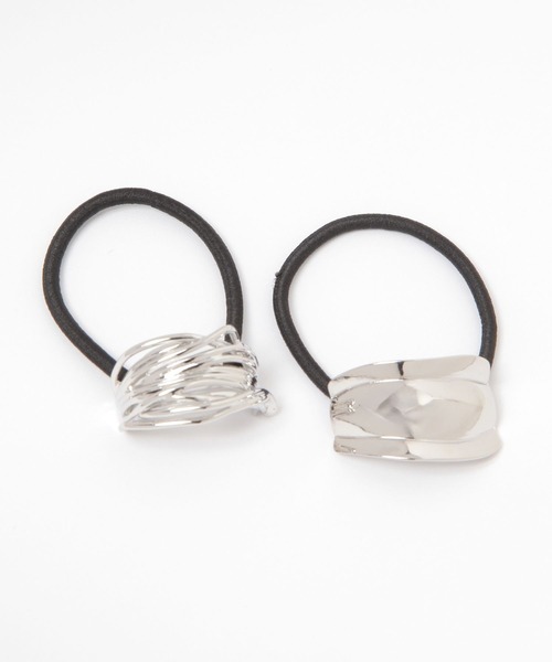 GLOBAL WORK（グローバルワーク）の「メタルヘアゴム2点セット/138714（ヘアゴム・レディース・シルバー系1/ゴールド系2/シルバー系2/ゴールド系1・ONE SIZE）」の2枚目の写真