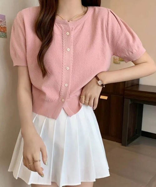 Miniministore(ミニミニストア)の「ニットカーディガン きれいめ 無地 大人 夏服(カーディガン/ボレロ・レディース・グリーン/ホワイト/ベージュ/ブラック/ピンク・FREE)」の5枚目の写真