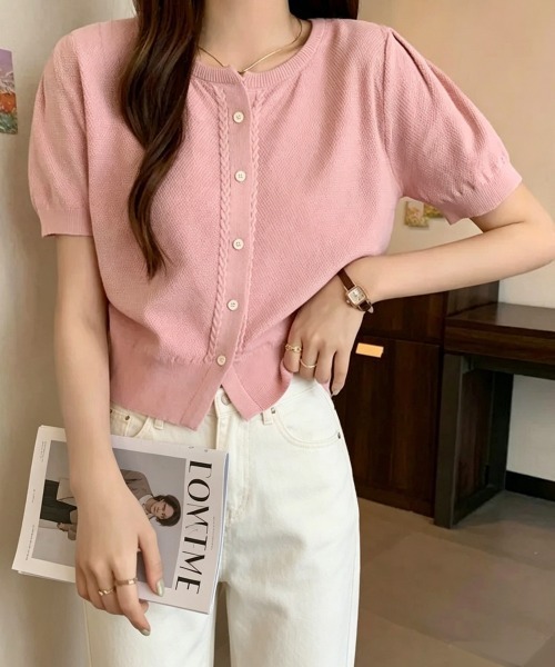Miniministore(ミニミニストア)の「ニットカーディガン きれいめ 無地 大人 夏服(カーディガン/ボレロ・レディース・グリーン/ホワイト/ベージュ/ブラック/ピンク・FREE)」の19枚目の写真