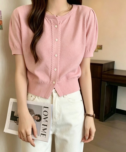 Miniministore(ミニミニストア)の「ニットカーディガン きれいめ 無地 大人 夏服(カーディガン/ボレロ・レディース・グリーン/ホワイト/ベージュ/ブラック/ピンク・FREE)」の20枚目の写真
