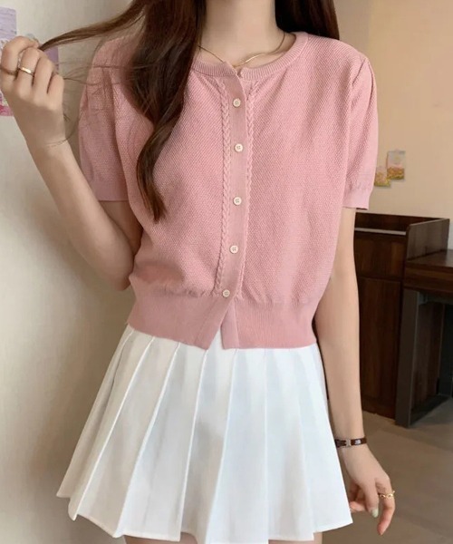 Miniministore(ミニミニストア)の「ニットカーディガン きれいめ 無地 大人 夏服(カーディガン/ボレロ・レディース・グリーン/ホワイト/ベージュ/ブラック/ピンク・FREE)」の21枚目の写真