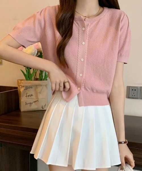 Miniministore(ミニミニストア)の「ニットカーディガン きれいめ 無地 大人 夏服(カーディガン/ボレロ・レディース・グリーン/ホワイト/ベージュ/ブラック/ピンク・FREE)」の22枚目の写真