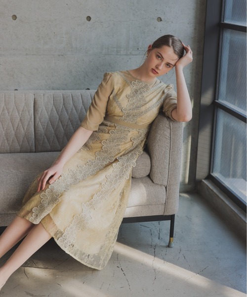 セール】puff sleeve motif lace dress パフスリーブモチーフ