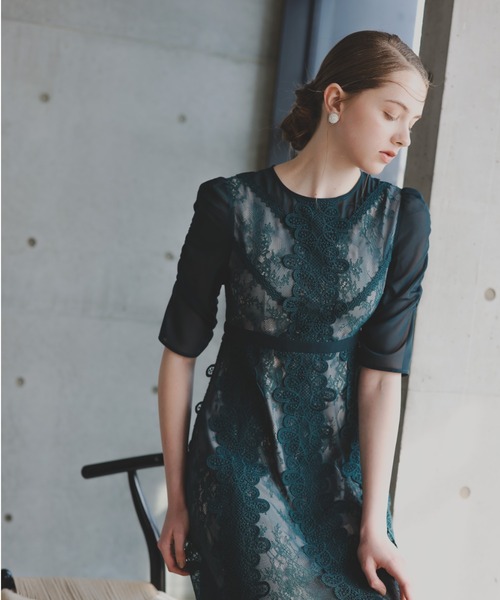 セール】puff sleeve motif lace dress パフスリーブモチーフ