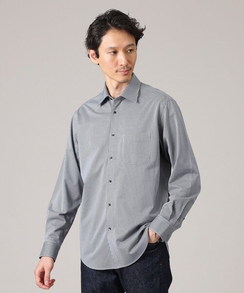 【セール】【Made in JAPAN】ユーティリティー ストライプ ALBINIジャージシャツ（ビジネスシャツ）｜TAKEO KIKUCHI（タケオキクチ）