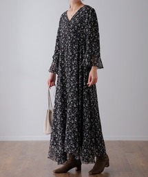 着痩せシフォンワンピ