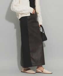 Ray BEAMS | フェイクレザー サイド リブ スカート(スカート)