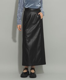 Ray BEAMS | フェイクレザー サイド リブ スカート(スカート)