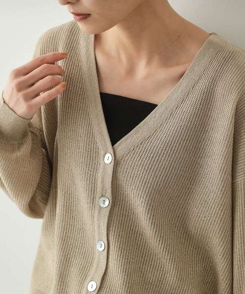 セール】ラメメッシュVネックニットカーディガン【洗濯機洗い可/抗ピル