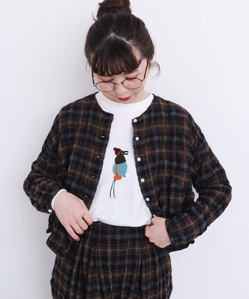 l'atelier du savon（アトリエドサボン）の「さがら刺繍 トリ ロンT