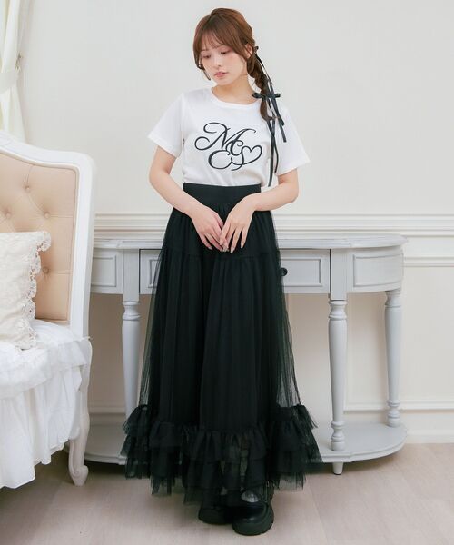 ems excite(エムズエキサイト)の「ハートロゴ刺繍TEE(Tシャツ/カットソー・レディース・ブラック/レッド/オフホワイト・FREE)」の4枚目の写真