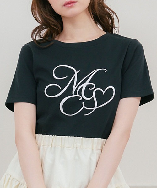 ems excite(エムズエキサイト)の「ハートロゴ刺繍TEE(Tシャツ/カットソー・レディース・ブラック/レッド/オフホワイト・FREE)」の2枚目の写真