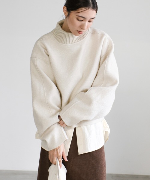 セール】ブークレスタンドリブトップス（Tシャツ/カットソー）｜select