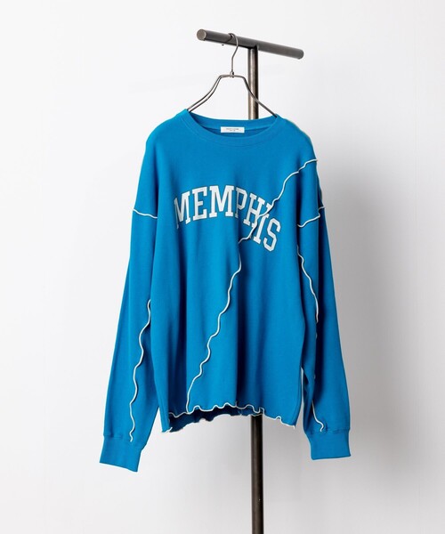 FREAK'S STORE(フリークスストア)の「ロゴ 配色メロースウェット(スウェット・レディース・グレー/ブルー/ナチュラル/ネイビー・フリ-)」の4枚目の写真