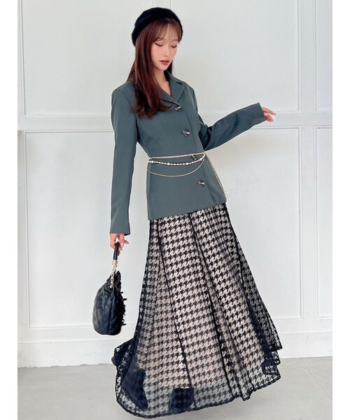 RESEXXY（リゼクシー）の「ハウンドトゥースシアーフレアスカート（スカート・レディース・ブラウン/グリーン/ブラック・FREE）」の20枚目の写真