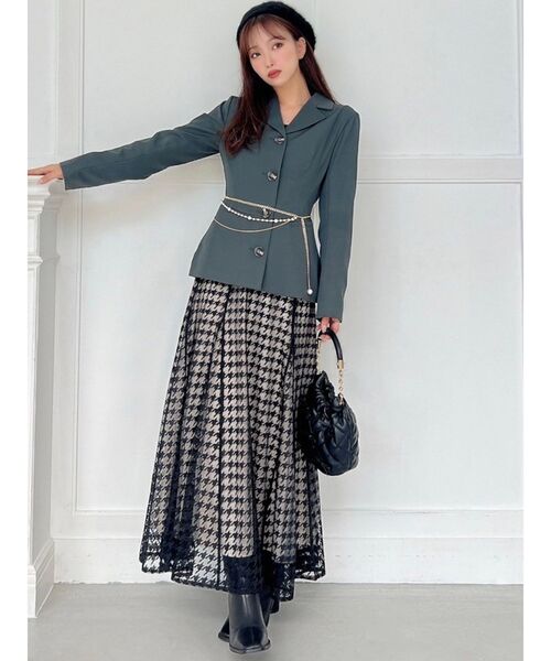 RESEXXY（リゼクシー）の「ハウンドトゥースシアーフレアスカート（スカート・レディース・ブラウン/グリーン/ブラック・FREE）」の22枚目の写真