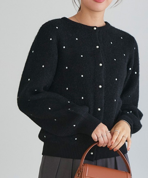 ドット刺繍シャギーカーディガン（カーディガン/ボレロ