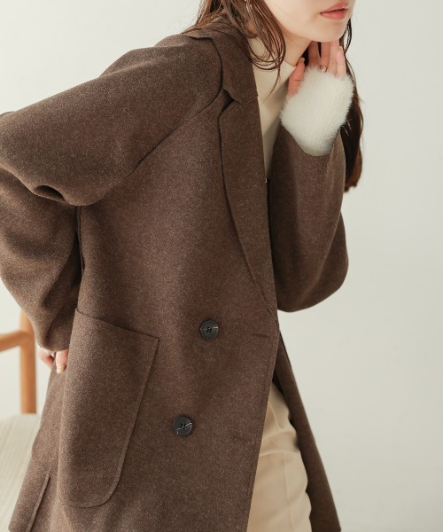 Bab（バブ）の「ウールライクテーラードジャケット（テーラードジャケット・レディース・ブラウン/ベージュ・M）」の2枚目の写真