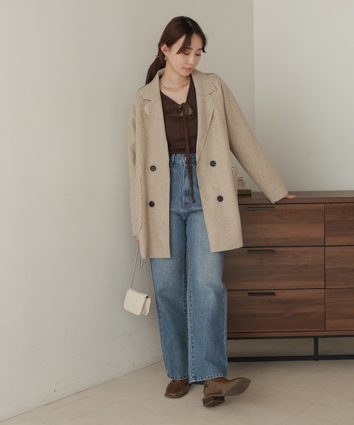 Bab（バブ）の「ウールライクテーラードジャケット（テーラードジャケット・レディース・ブラウン/ベージュ・M）」の4枚目の写真