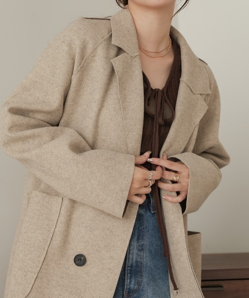 Bab（バブ）の「ウールライクテーラードジャケット（テーラードジャケット・レディース・ブラウン/ベージュ・M）」の5枚目の写真