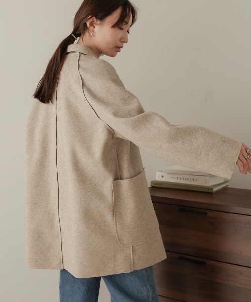 Bab（バブ）の「ウールライクテーラードジャケット（テーラードジャケット・レディース・ブラウン/ベージュ・M）」の6枚目の写真