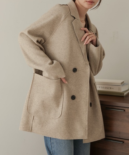 Bab（バブ）の「ウールライクテーラードジャケット（テーラードジャケット・レディース・ブラウン/ベージュ・M）」の8枚目の写真