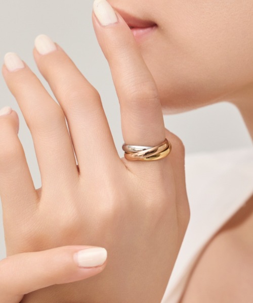 ciite' surgical stainless(シーテサージカルステンレス)の「【 金属アレルギー対応 】 トリプルリング サージカルステンレス(リング・レディース・シルバー×ゴールド/シルバー/ゴールド/ピンクゴールド・9号/13号/7号/15号/4号/11号)」の3枚目の写真