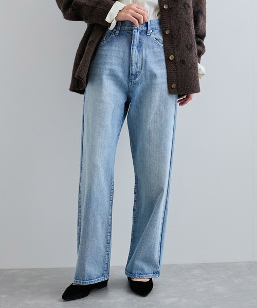 VIS（ビス）の「ハイウエストストレートデニム（デニムパンツ・レディース・ブルー系その他3/サックスブルー・M/S）」の9枚目の写真