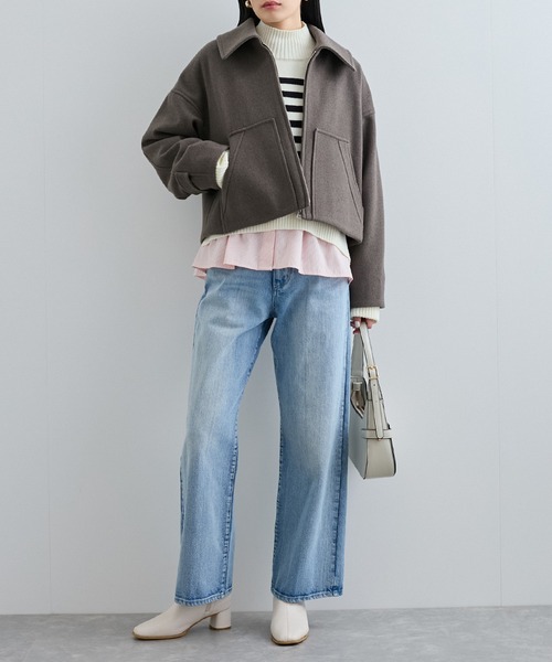 VIS（ビス）の「ハイウエストストレートデニム（デニムパンツ・レディース・ブルー系その他3/サックスブルー・M/S）」の6枚目の写真