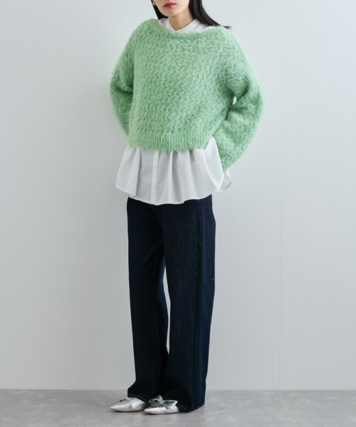 VIS（ビス）の「ハイウエストストレートデニム（デニムパンツ・レディース・ブルー系その他3/サックスブルー・M/S）」の7枚目の写真