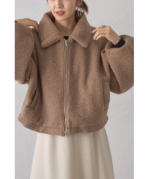 &. NOSTALGIA(アンドドットノスタルジア)の「【ZOZO限定】シープボアショートジャケット(その他アウター・レディース・グレイッシュベージュ/アイボリー/ダークグレー・M)」の1枚目の写真