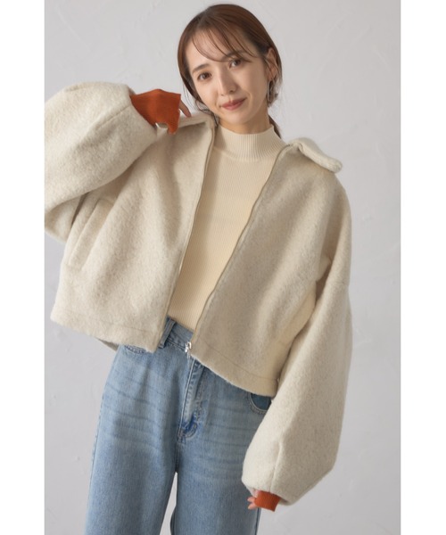 &. NOSTALGIA(アンドドットノスタルジア)の「【ZOZO限定】シープボアショートジャケット(その他アウター・レディース・グレイッシュベージュ/アイボリー/ダークグレー・M)」の2枚目の写真