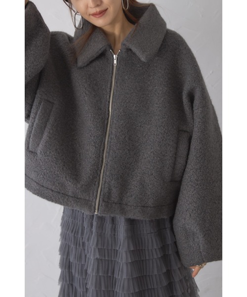 &. NOSTALGIA(アンドドットノスタルジア)の「【ZOZO限定】シープボアショートジャケット(その他アウター・レディース・グレイッシュベージュ/アイボリー/ダークグレー・M)」の7枚目の写真