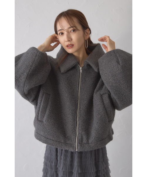 &. NOSTALGIA(アンドドットノスタルジア)の「【ZOZO限定】シープボアショートジャケット(その他アウター・レディース・グレイッシュベージュ/アイボリー/ダークグレー・M)」の8枚目の写真