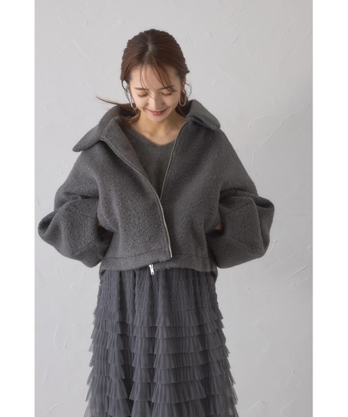 &. NOSTALGIA(アンドドットノスタルジア)の「【ZOZO限定】シープボアショートジャケット(その他アウター・レディース・グレイッシュベージュ/アイボリー/ダークグレー・M)」の9枚目の写真