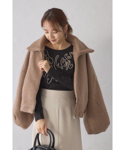 &. NOSTALGIA(アンドドットノスタルジア)の「【ZOZO限定】シープボアショートジャケット(その他アウター・レディース・グレイッシュベージュ/アイボリー/ダークグレー・M)」の12枚目の写真