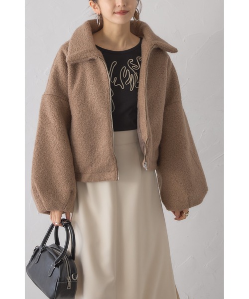 &. NOSTALGIA(アンドドットノスタルジア)の「【ZOZO限定】シープボアショートジャケット(その他アウター・レディース・グレイッシュベージュ/アイボリー/ダークグレー・M)」の20枚目の写真