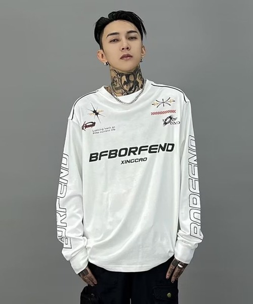Bling Leads(ブリングリーズ)の「ゲームシャツ(BL)(Tシャツ/カットソー・メンズ・ホワイト/ブラック・LARGE/MEDIUM)」の1枚目の写真