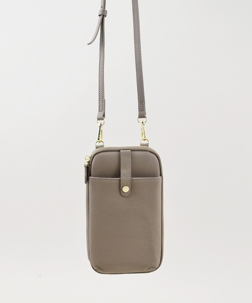 セール】本革レザー携帯ポシェット/スナップボタン付き（ショルダー