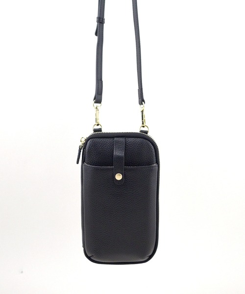 styiro(スタイロ)の「本革レザー携帯ポシェット/スナップボタン付き(ショルダーバッグ・レディース・アイボリー/ブラック/グレー/キャメル/ピンク・FREE)」の9枚目の写真