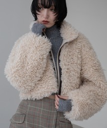 VACANCY | フェイクレザードッキングボアコート(ノーカラーコート)