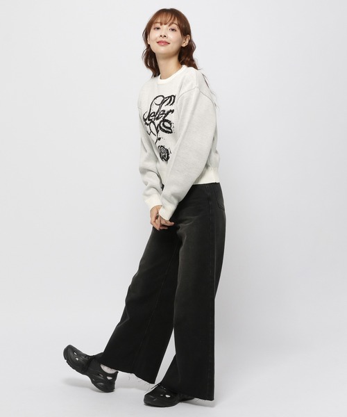 Cavish（カビシ）の「CAVISH／クラシックローズニット（ニット/セーター・レディース・チャコール/アイボリー・FREE）」の18枚目の写真