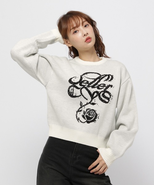 Cavish（カビシ）の「CAVISH／クラシックローズニット（ニット/セーター・レディース・チャコール/アイボリー・FREE）」の22枚目の写真