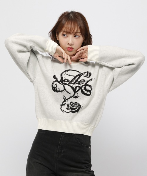 Cavish（カビシ）の「CAVISH／クラシックローズニット（ニット/セーター・レディース・チャコール/アイボリー・FREE）」の21枚目の写真