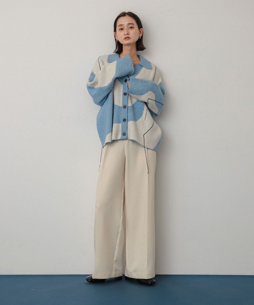 SENSE OF PLACE by URBAN RESEARCH（センスオブプレイスバイアーバンリサーチ）の「ニュアンスパターンステッチカーディガン（カーディガン/ボレロ・レディース・ブルー系その他/ホワイト系その他/グレー系その他・ONE）」の8枚目の写真